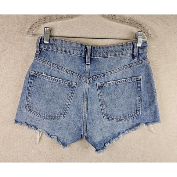 Zara Women’s Distressed Denim Cut Off Jean Denim Shorts Size 4 - Picture 3 of 3